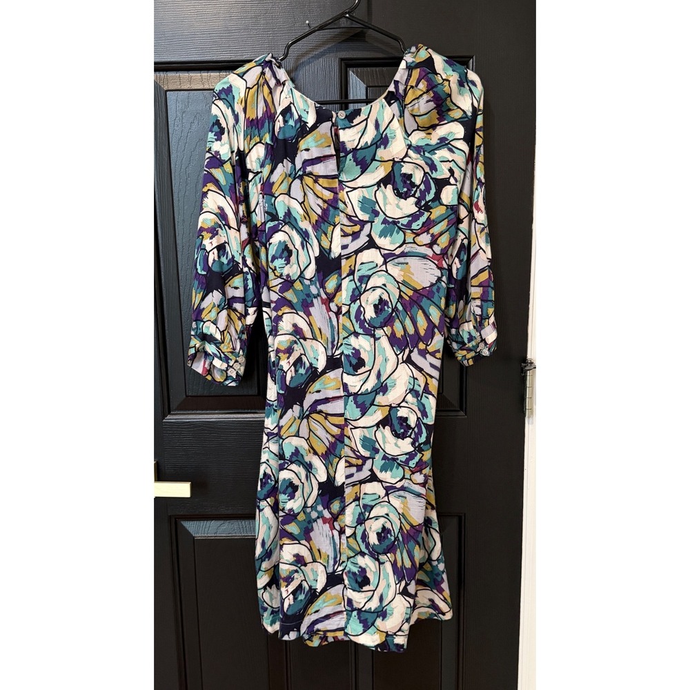 Antonio Melani Floral Rayon Shift Dress Purple Teal Size 8 - Picture 3 of 10
